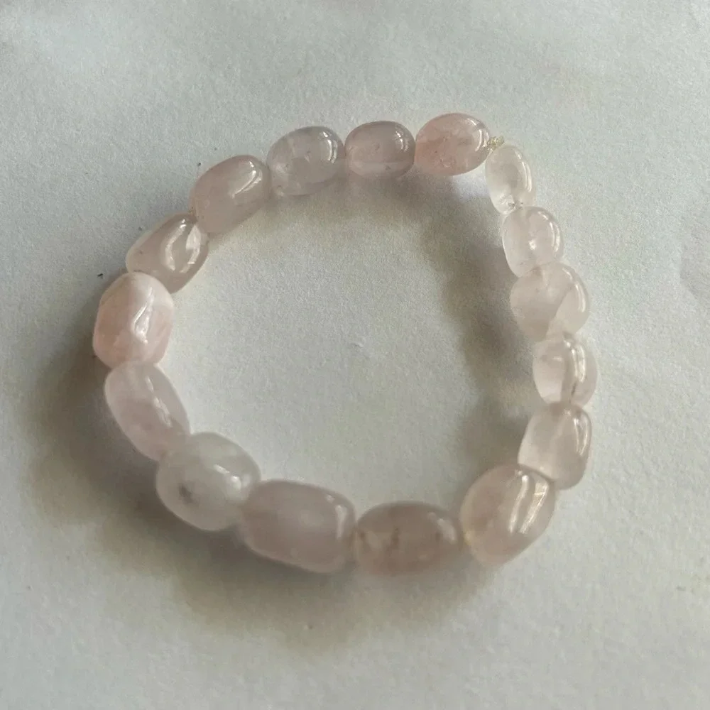 3/$20 Cute Pink Rose Quartz Gemstone Crystal Beaded Thin Elastic Bracelet